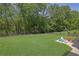 Large backyard with a well-manicured lawn, a firepit with Adirondack chairs, and a wooden fence at 326 Carmichael Cir, Canton, GA 30115