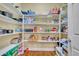 Walk-in pantry featuring organized shelving and ample storage space at 326 Carmichael Cir, Canton, GA 30115