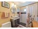 Stylish bathroom features a modern vanity, white subway tile shower, and patterned tile floor at 2733 Winburn Ter, East Point, GA 30344