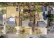 Bird's-eye view of a residential area showing homes with fenced yards, driveways, and mature trees at 43 Lott Se Ave, Marietta, GA 30067