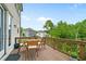 Inviting back deck with wood furniture and a view of the surrounding trees and neighborhood at 13 Oakside Nw Ct, Cartersville, GA 30121