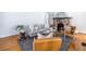 Living area features stone fireplace, hardwood floor, and modern decor at 1900 Ridgewood Ne Dr, Atlanta, GA 30307