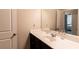 Bathroom featuring a vanity with a white countertop and a large mirror at 375 Madison Grace Ave, Mcdonough, GA 30252