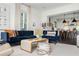 Cozy living room with a comfortable blue sofa, neutral color palette, and modern decor at 588 Bismark Ne Rd, Atlanta, GA 30324
