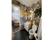 Cozy bathroom featuring a white vanity and unique painted wall at 6695 Cedar Hurst Trl, Atlanta, GA 30349