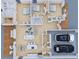 3D floor plan showcasing a layout with a modern kitchen, open living area, and a two-car garage at 1687 Harmony Rd, Temple, GA 30179
