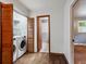 Laundry room with wooden floor, and a door to another room at 3024 Bob Cox Rd, Marietta, GA 30064