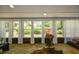 Bright sunroom with large windows offering backyard views and stone flooring at 11050 Linbrook Ln, Duluth, GA 30097