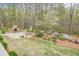 Beautiful outdoor space with stone patio, fireplace, and lush landscaping at 18 Crolley Ln, White, GA 30184