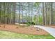 Home nestled among mature trees featuring a long driveway, three-car garage, covered porch and beautiful landscaping at 18 Crolley Ln, White, GA 30184