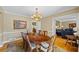 Traditional dining room with wood table, chairs, chandelier and framed art at 998 Ferncliff Ne Rd, Atlanta, GA 30324