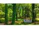 Backyard with tall trees and a metal shed at 754 Pinehill Se Dr, Smyrna, GA 30080