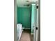 Bright bathroom with a vanity and toilet, featuring green walls at 10111 Commons Way, Jonesboro, GA 30238