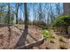 Landscaped backyard featuring layered garden with brick edging and several trees at 1548 Valley Reserve Nw Ct, Kennesaw, GA 30152