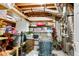 Storage area with shelving, exposed pipes, and a zebra patterned ottoman at 1548 Valley Reserve Nw Ct, Kennesaw, GA 30152