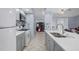 Modern kitchen with gray cabinets, stainless steel appliances, and ample counter space for cooking at 5573 Singleton Rd, Norcross, GA 30093