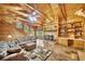 Warm living room with stone fireplace, wood accents, and a staircase leading to the second floor at 800 Knox Ln, Canton, GA 30114