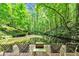 Picturesque pond with a wooden dock surrounded by a lush green forest at 800 Knox Ln, Canton, GA 30114