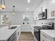 Modern kitchen with stainless steel appliances, white cabinets and a center island at 1111 Edgefield Sw Dr, Atlanta, GA 30310