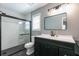 Modern bathroom with sleek vanity and glass enclosed shower at 140 Maplewood Dr, Temple, GA 30179