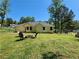 Spacious backyard with well-maintained lawn and fire pit at 7235 Hummingbird Ln, Winston, GA 30187
