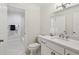 Neutral bathroom features a white vanity with marble countertop and walk-in shower at 3707 Peachtree Ne Rd # 8, Atlanta, GA 30319