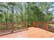 Spacious wooden deck overlooking a lush backyard and mature trees at 840 Whitby Dr, Douglasville, GA 30134