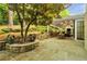 Inviting outdoor living area with stone patio, fireplace, and comfortable seating at 2562 Red Valley Rd, Atlanta, GA 30305