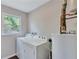 Laundry room with side-by-side washer and dryer and a window for natural light at 3795 Willowbrook Dr, Douglasville, GA 30135