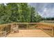 Exterior wooden deck with wooded view and plenty of sunlight at 540 Teversham Dr, Mcdonough, GA 30253