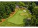 Scenic aerial view of a lush golf course with manicured greens and sand traps at 960 Tiverton Ln, Alpharetta, GA 30022