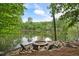 Beautiful lake view with fire pit and Adirondack chairs at 960 Tiverton Ln, Alpharetta, GA 30022