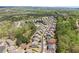 A high angle shot of homes and manicured green spaces in a suburban neighborhood at 550 Eldridge Dr, Suwanee, GA 30024