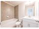 Bathroom featuring a bathtub, toilet, vanity, and sink at 3981 Adler Cir, Buford, GA 30519