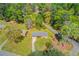 Overhead view of the property with lush landscaping, a long driveway and mature trees at 4048 Suzanne Ln, Duluth, GA 30096