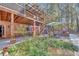 A backyard features an outdoor patio with a table and chairs, a covered patio and lush landscaping at 20 Balfour Dr, Covington, GA 30014