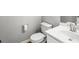 Cozy powder room featuring a white vanity, toilet, and modern fixtures at 4606 Liberty Square Dr, Acworth, GA 30101