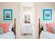 Bright bedroom featuring twin beds and ensuite bathroom at 1410 Daley Ridge Ct, Lawrenceville, GA 30045