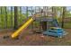 Backyard playground with a slide, climbing structure, swings and picnic table for Gathering fun and entertainment at 1410 Daley Ridge Ct, Lawrenceville, GA 30045