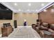 Finished basement with home theater, comfortable seating, and stylish decor for entertainment at 1459 Harris Rd, Lawrenceville, GA 30043