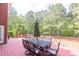 Lovely outdoor deck featuring a dining set, ideal for outdoor meals and enjoying views of the private backyard at 1459 Harris Rd, Lawrenceville, GA 30043