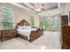 Luxurious main bedroom featuring large windows, tray ceilings, and decorative furniture at 3574 N Druid Hills Rd, Decatur, GA 30033