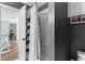 Secondary bathroom with a shower and tub combination featuring dark gray paint at 3183 Robinwood Trl, Decatur, GA 30034