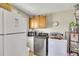 Functional laundry area with modern washer, dryer, cabinets, and water heater at 4164 Weston Dr, Powder Springs, GA 30127