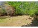 Beautiful backyard with mature trees, fencing, and a garden at 550 Ambergate Ct, Roswell, GA 30076