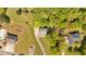 An aerial view features houses in the community with a swimming pool and tennis courts at 27 Friendship Rd, Euharlee, GA 30145