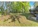 Backyard with lush lawn and wooded area at 27 Friendship Rd, Euharlee, GA 30145