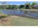 Scenic backyard view overlooking a tranquil lake and lush greenery at 870 Longstone Lndg, Alpharetta, GA 30022