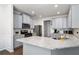 Well-lit kitchen features stainless appliances, granite countertops, and gray cabinets at 5638 Berney Cir, Powder Springs, GA 30127