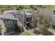 An aerial view of the modern home showcasing its unique design and surrounding neighborhood at 127 Ravenhurst Dr, Fayetteville, GA 30214